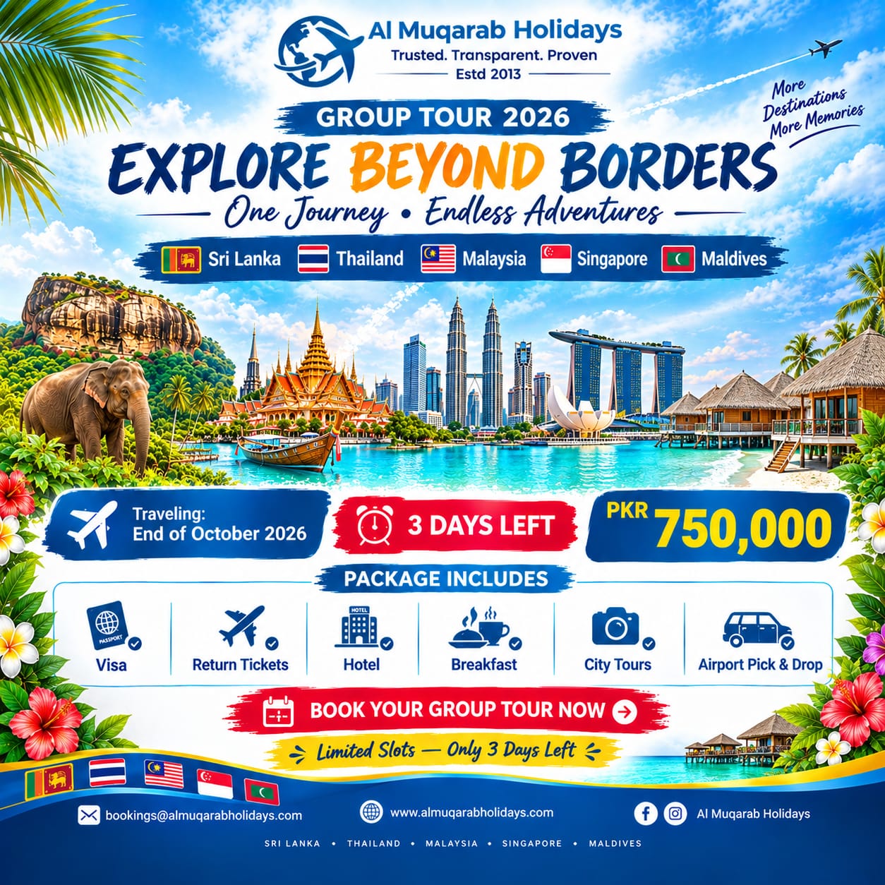 sri lanka , malaysia, thailand, sinapore and maldives tour