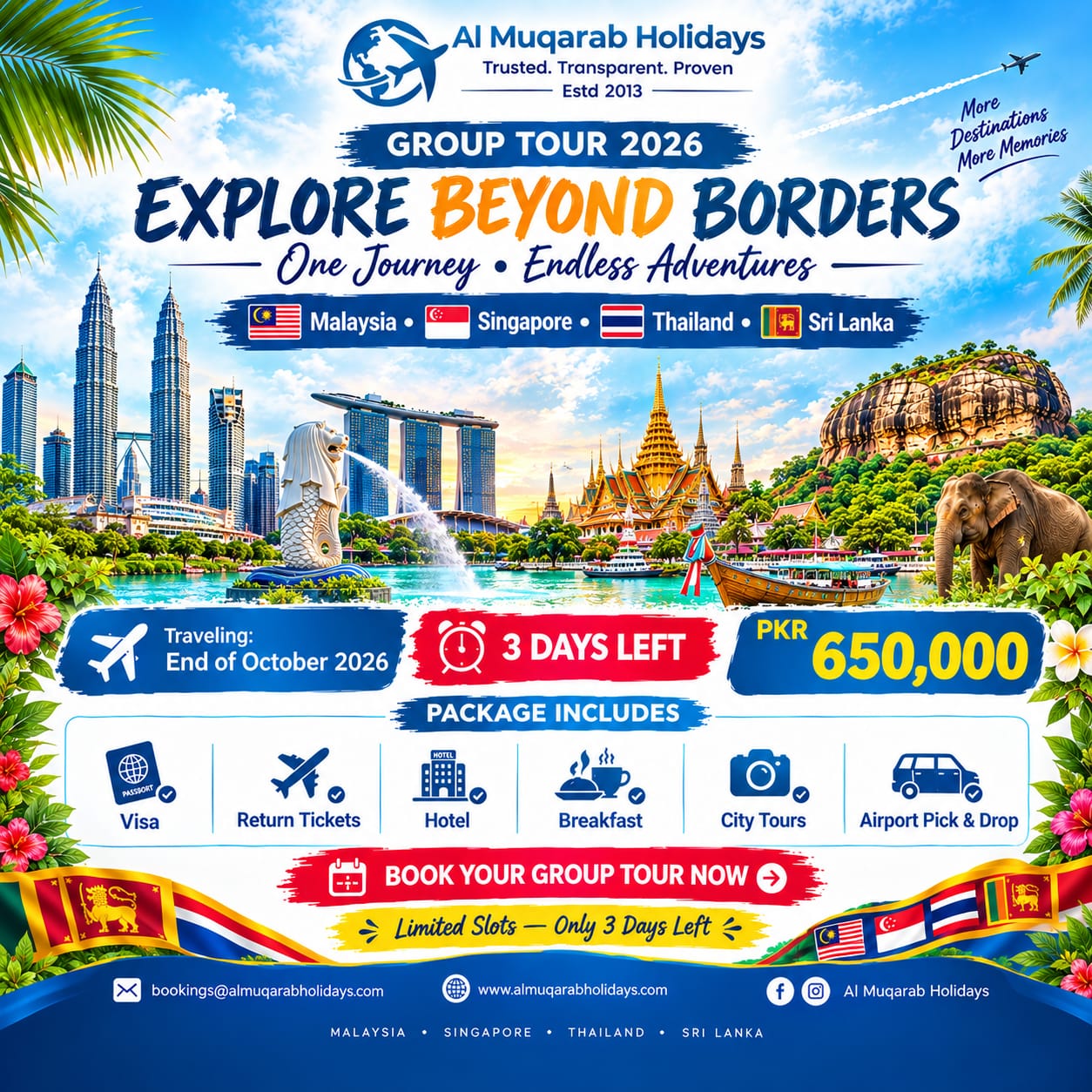 Sri Lanka , Malaysia, Thailand, Singapore tour